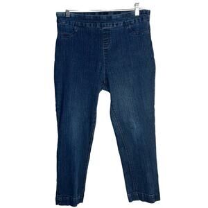 Soft Surroundings Pull-On Stretch Denim Cropped Pants Size M Blue Style 27851